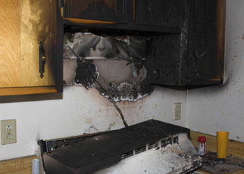fire damage to kitchen